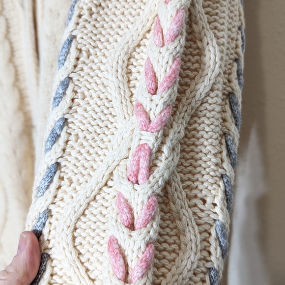 Michael Stars Hadley Cardigan Cotton Cable Woven Pastel Cropped XS - Picture 8 of 13